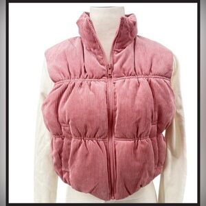 Pink Corduroy Puffer Vest